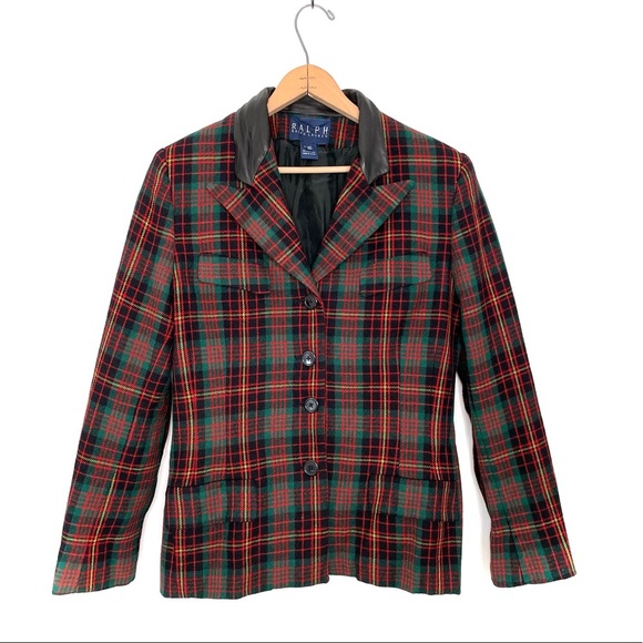 Ralph LaurenBlue Label Red And Green Heritage Print Plaid Blazer Size 12